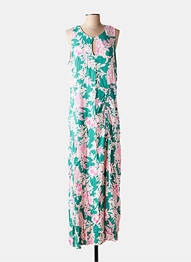 Rochie lungă imprimeu floral fără mâneci verde LA FEE MARABOUTEE femeie