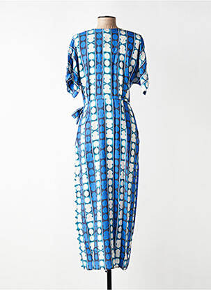 Rochie lungă țesătură poplin mâneci scurte albastru LA FEE MARABOUTEE femeie