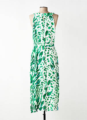 Rochie lungă țesătură poplin fără mâneci verde SIGNE NATURE femeie