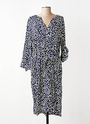 Rochie midi croială fluidă mâneci 3/4 albastru SIGNE NATURE femeie