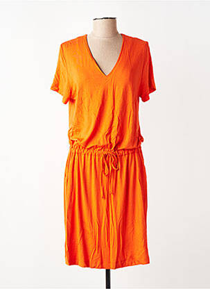Rochie midi mâneci scurte mâneci scurte portocaliu LA FEE MARABOUTEE femeie