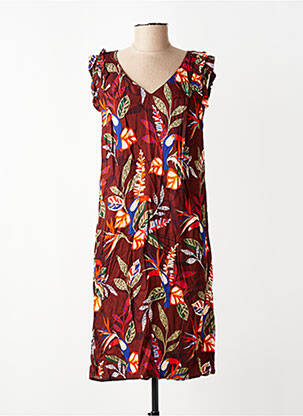 Rochie midi mâneci scurte mâneci scurte maro LA FEE MARABOUTEE femeie