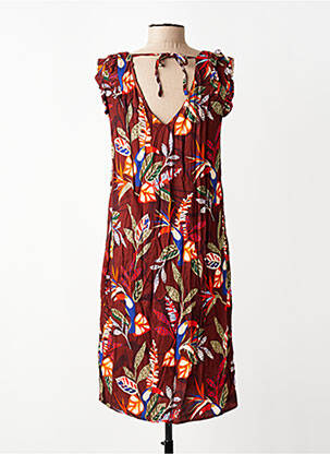 Rochie midi mâneci scurte mâneci scurte maro LA FEE MARABOUTEE femeie