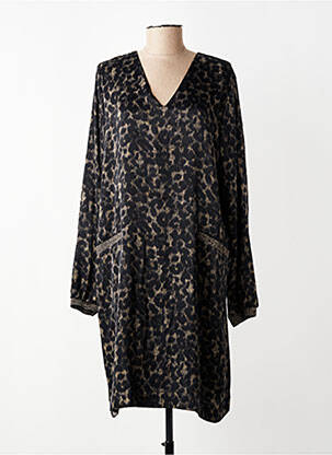 Rochie midi croială fluidă mâneci lungi negru SIGNE NATURE femeie