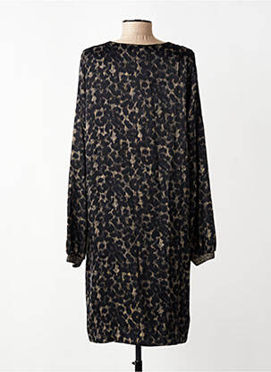 Rochie midi croială fluidă mâneci lungi negru SIGNE NATURE femeie