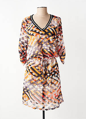 Rochie midi croială fluidă mâneci 3/4 portocaliu CHATTAWAK femeie