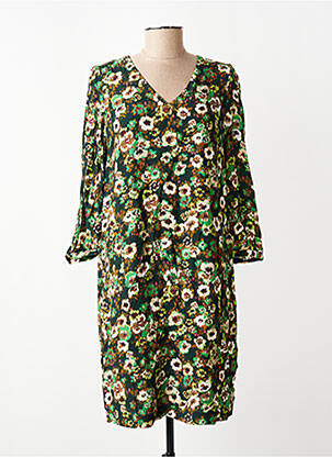 Rochie scurtă croială fluidă mâneci 3/4 verde SIGNE NATURE femeie
