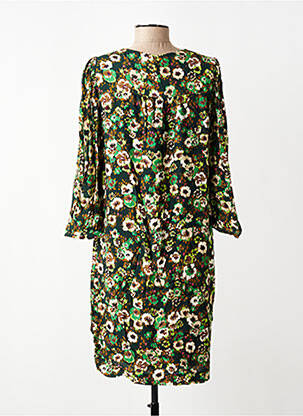 Rochie scurtă croială fluidă mâneci 3/4 verde SIGNE NATURE femeie