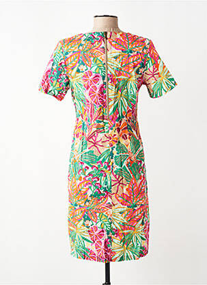 Rochie scurtă închidere cu fermoar la spate mâneci scurte verde SIGNE NATURE femeie