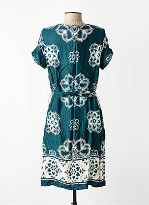 Rochie midi imprimeu floral mâneci scurte verde LA FEE MARABOUTEE femeie