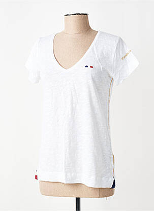 Tricou guler în v mâneci scurte alb LA MARINIÈRE FRANÇAISE femeie