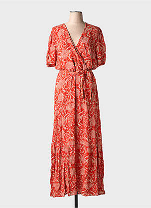 Rochie lungă imprimeu fantezie mâneci scurte roșu LA FÉE ATELIER BY LA FÉE MARABOUTÉE femeie