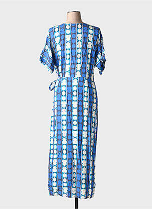Rochie lungă țesătură poplin mâneci scurte albastru LA FÉE ATELIER BY LA FÉE MARABOUTÉE femeie
