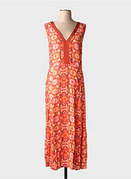 Rochie lungă imprimeu fantezie fără mâneci roșu LA FÉE ATELIER BY LA FÉE MARABOUTÉE femeie
