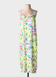 Rochie lungă țesătură poplin fără mâneci verde SIGNE NATURE femeie