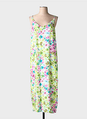 Rochie lungă țesătură poplin fără mâneci verde SIGNE NATURE femeie