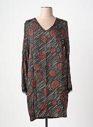 Rochie midi imprimeu fantezie mâneci lungi negru SIGNE NATURE femeie