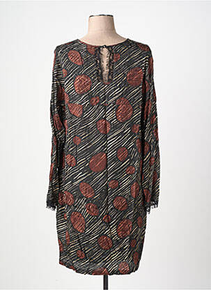 Rochie midi imprimeu fantezie mâneci lungi negru SIGNE NATURE femeie