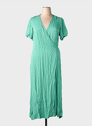 Rochie lungă țesătură poplin mâneci scurte verde LA FEE MARABOUTEE femeie