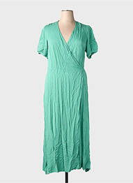 Rochie lungă țesătură poplin mâneci scurte verde LA FEE MARABOUTEE femeie