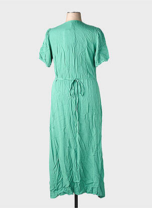 Rochie lungă țesătură poplin mâneci scurte verde LA FEE MARABOUTEE femeie