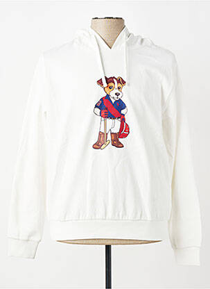 Hanorac cu glugă serigrafie flockată mâneci lungi alb U.S. POLO ASSN bărbat