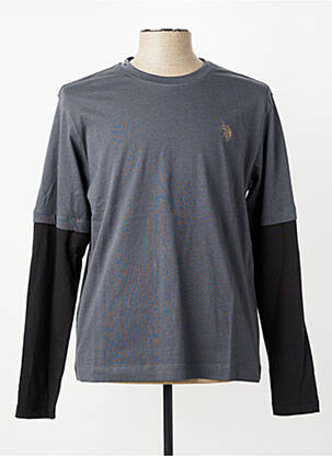 Tricou croială cambrată mâneci lungi gri U.S. POLO ASSN bărbat