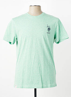 Tricou țesătură melanj mâneci scurte verde U.S. POLO ASSN bărbat