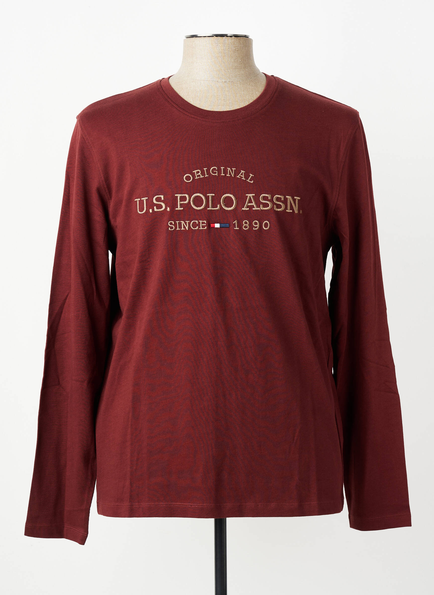 Tricou broderie mâneci lungi portocalie U.S. POLO ASSN bărbat