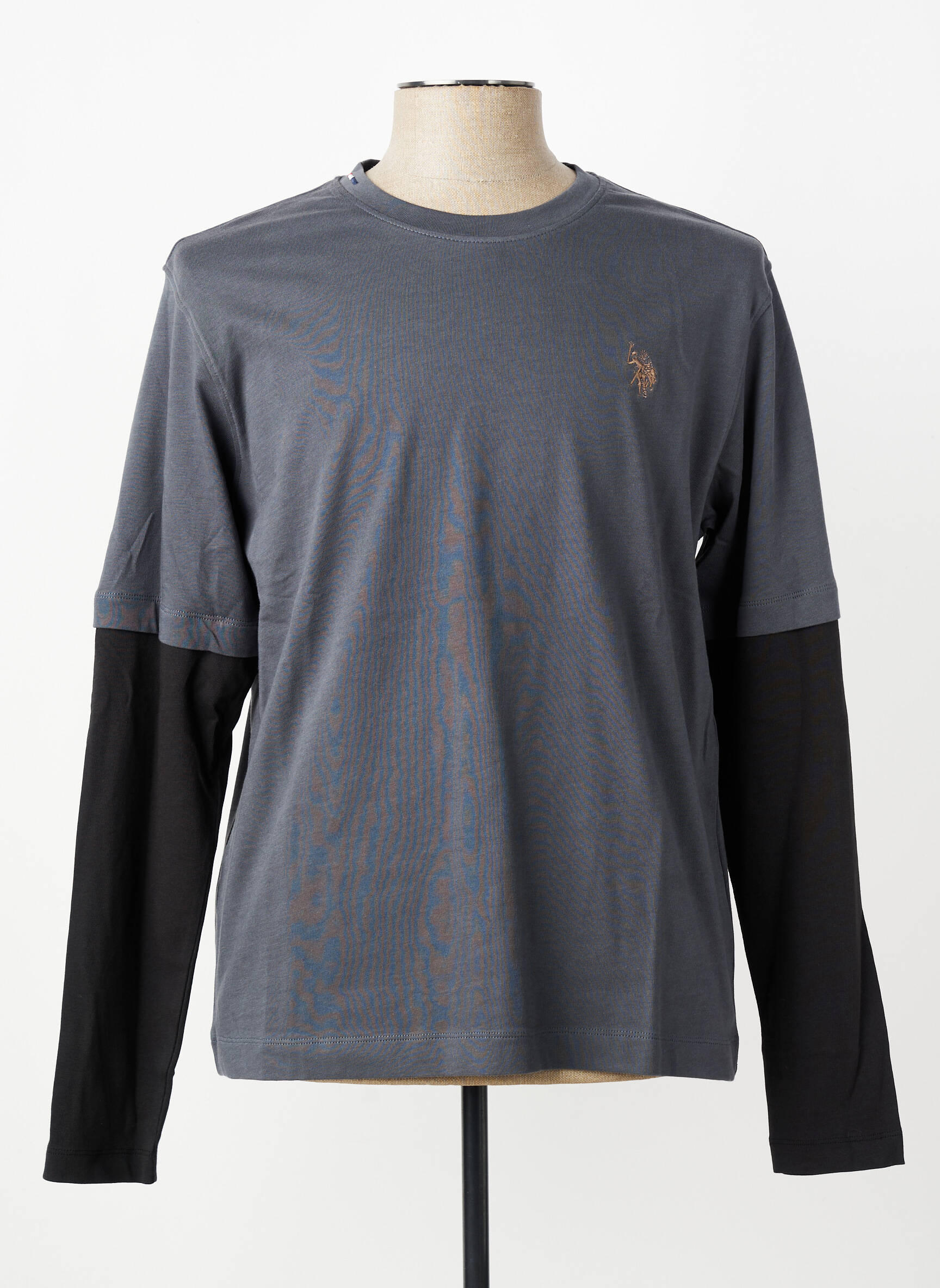 Tricou croială cambrată mâneci lungi gri U.S. POLO ASSN bărbat