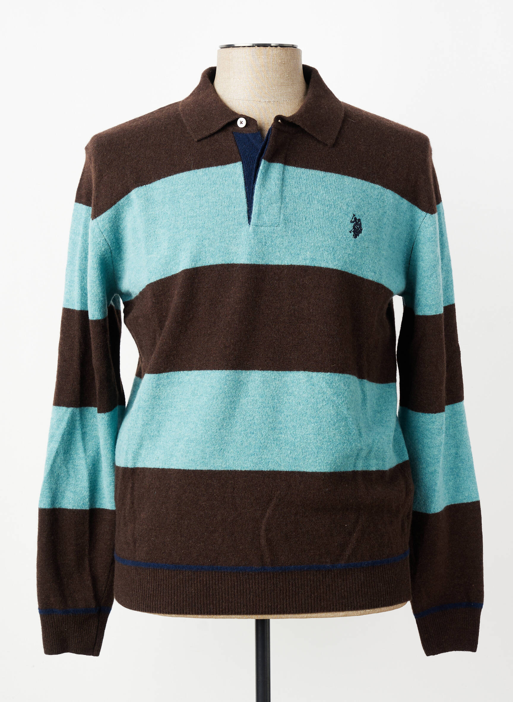 Pulover guler polo mâneci lungi maro U.S. POLO ASSN bărbat