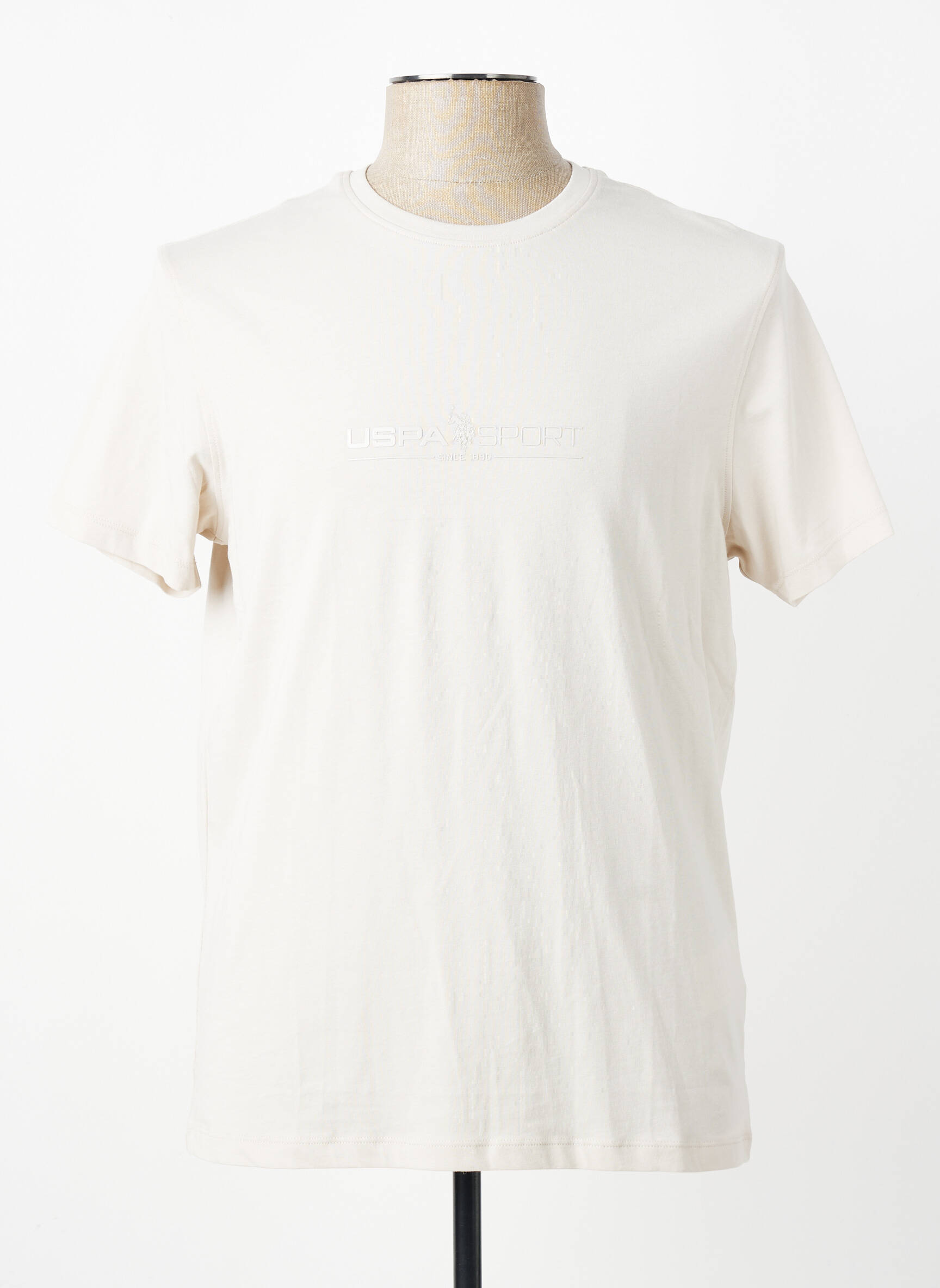 Tricou broderie mâneci scurte bej U.S. POLO ASSN bărbat