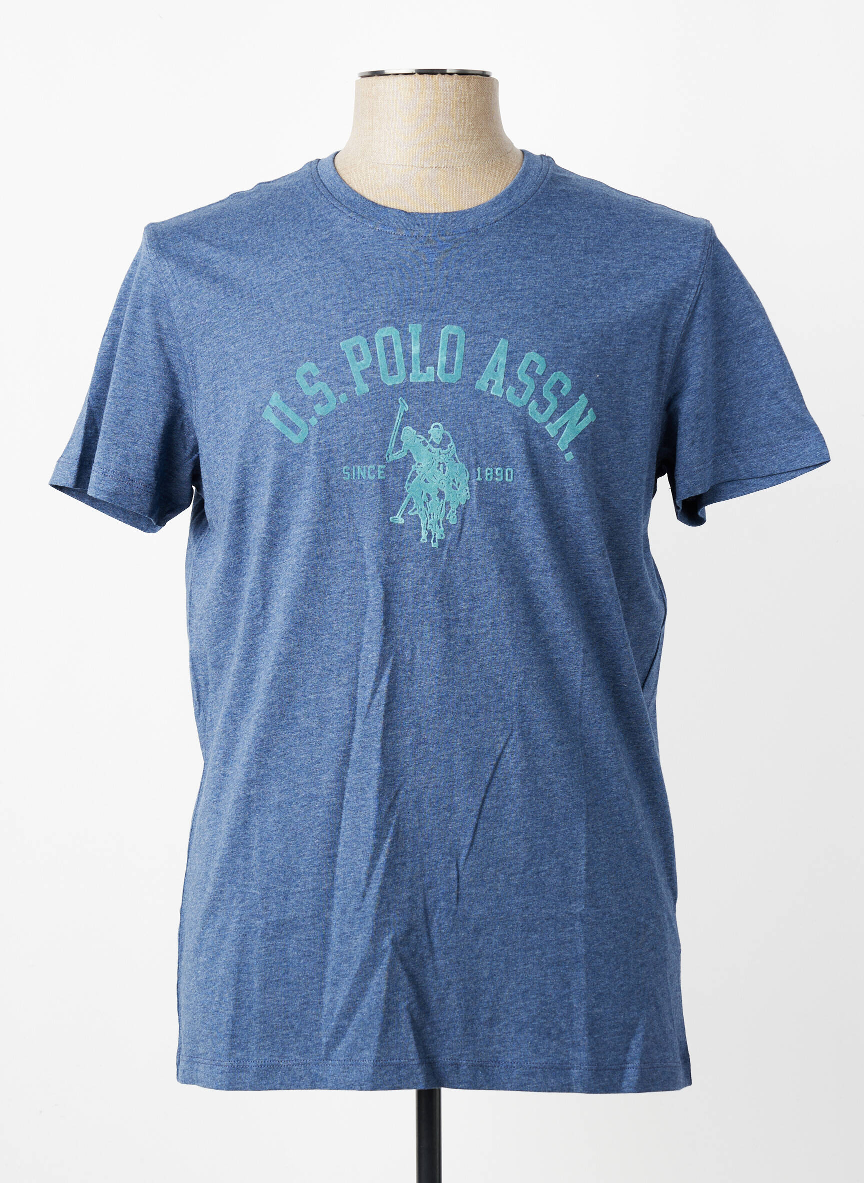 Tricou țesătură melanj mâneci scurte albastru U.S. POLO ASSN bărbat