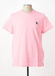 Tricou broderie mâneci scurte roz U.S. POLO ASSN bărbat