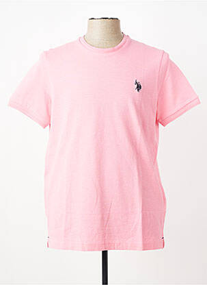 Tricou broderie mâneci scurte roz U.S. POLO ASSN bărbat