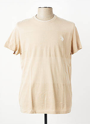 Tricou broderie mâneci scurte bej U.S. POLO ASSN bărbat