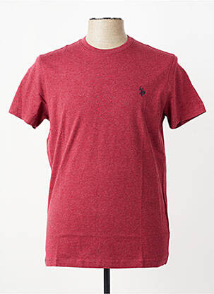 Tricou țesătură melanj mâneci scurte roșu U.S. POLO ASSN bărbat
