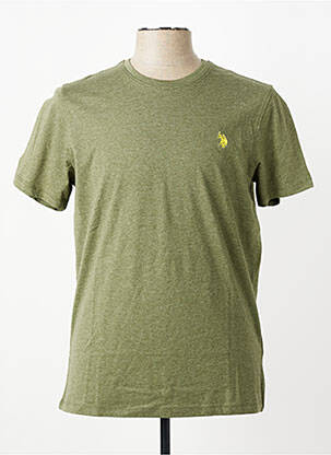 Tricou țesătură melanj mâneci scurte verde U.S. POLO ASSN bărbat