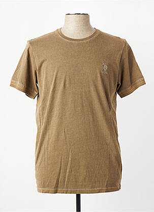 Tricou broderie mâneci scurte maro U.S. POLO ASSN bărbat
