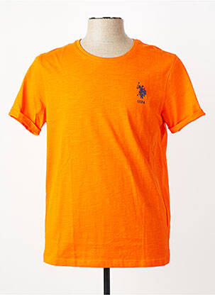 Tricou broderie mâneci scurte portocalie U.S. POLO ASSN bărbat
