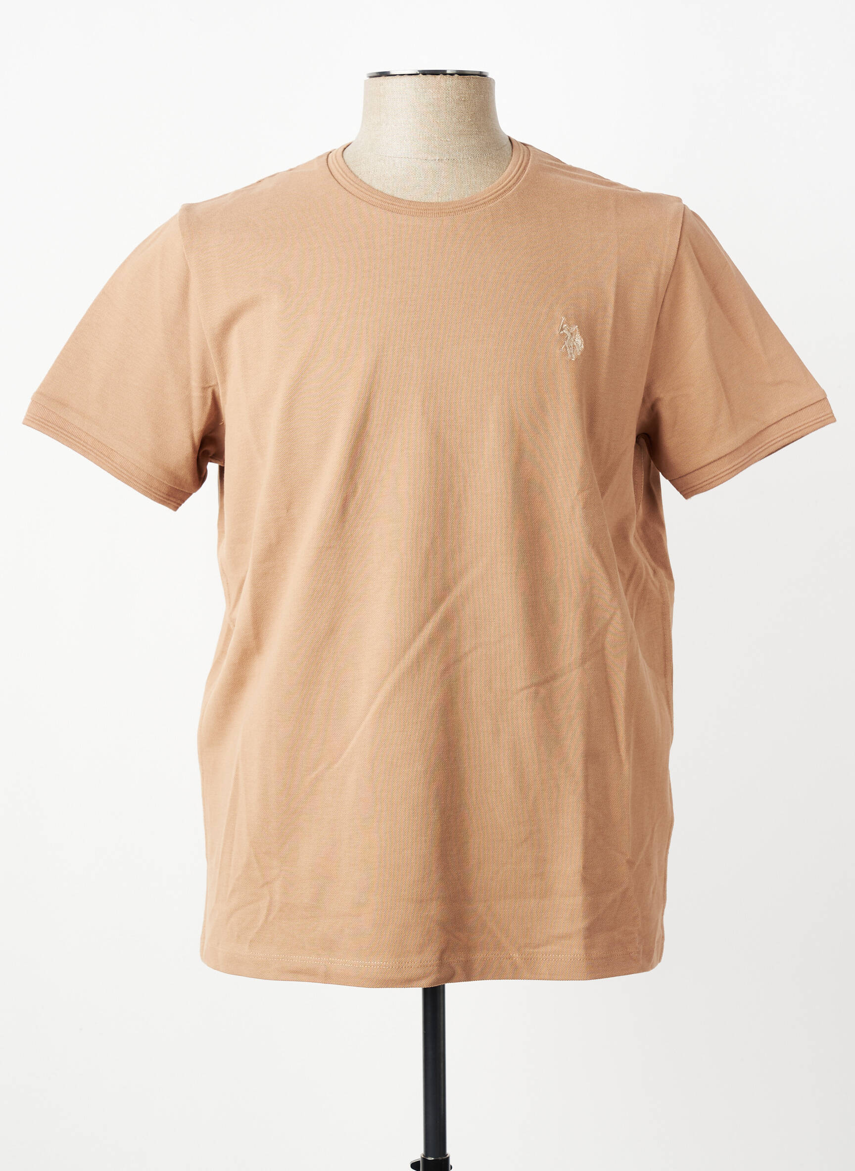 Tricou broderie mâneci scurte maro U.S. POLO ASSN bărbat