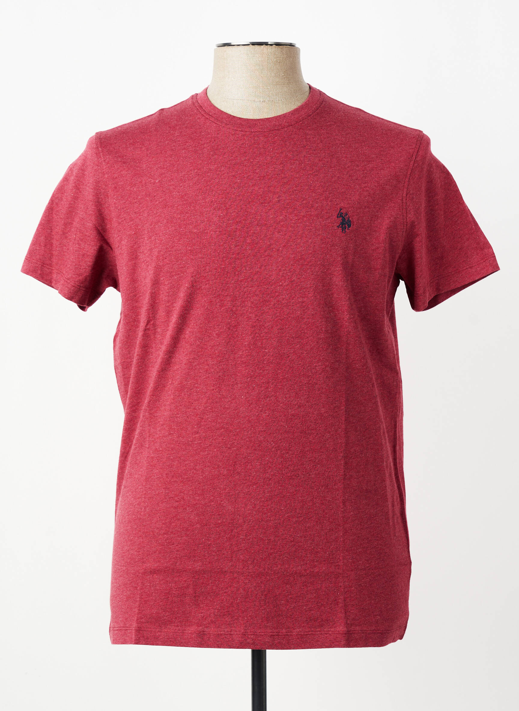 Tricou țesătură melanj mâneci scurte roșu U.S. POLO ASSN bărbat