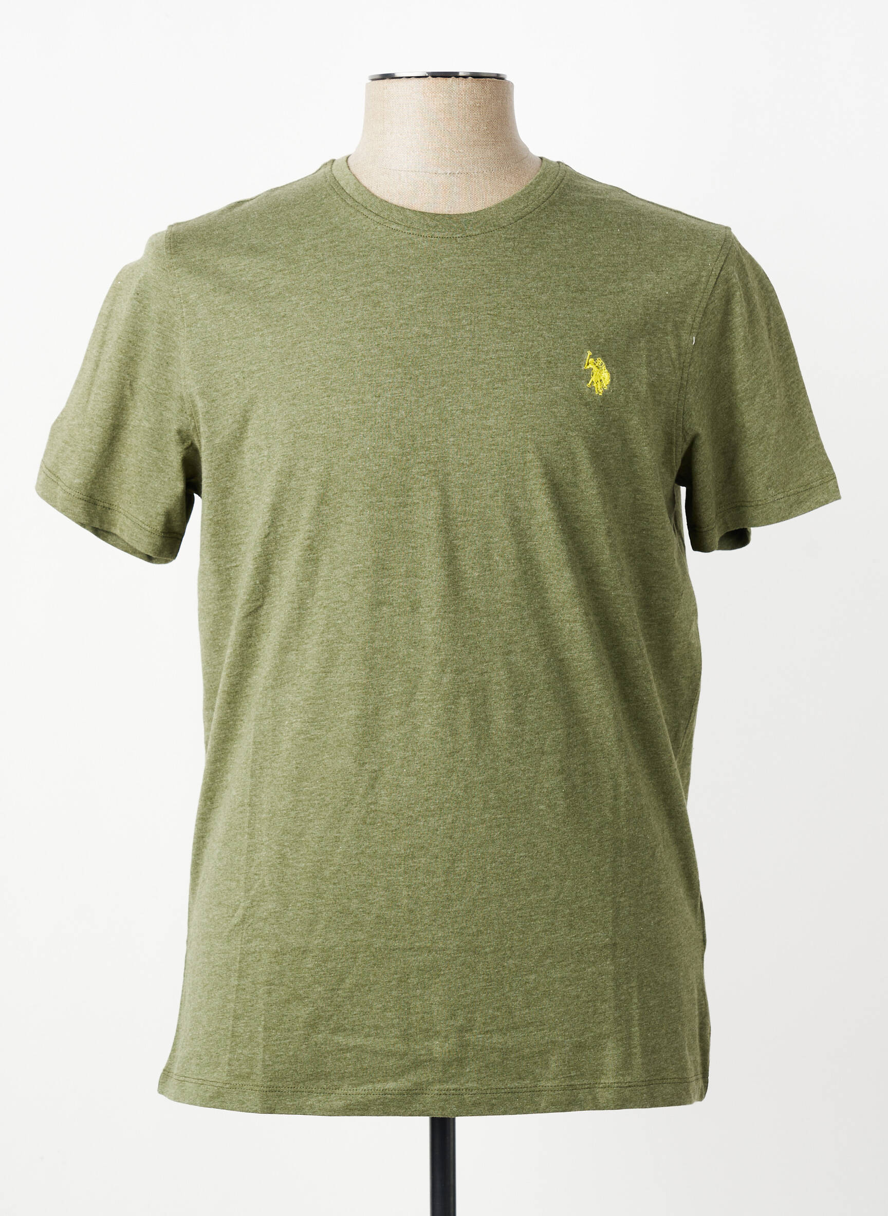 Tricou țesătură melanj mâneci scurte verde U.S. POLO ASSN bărbat