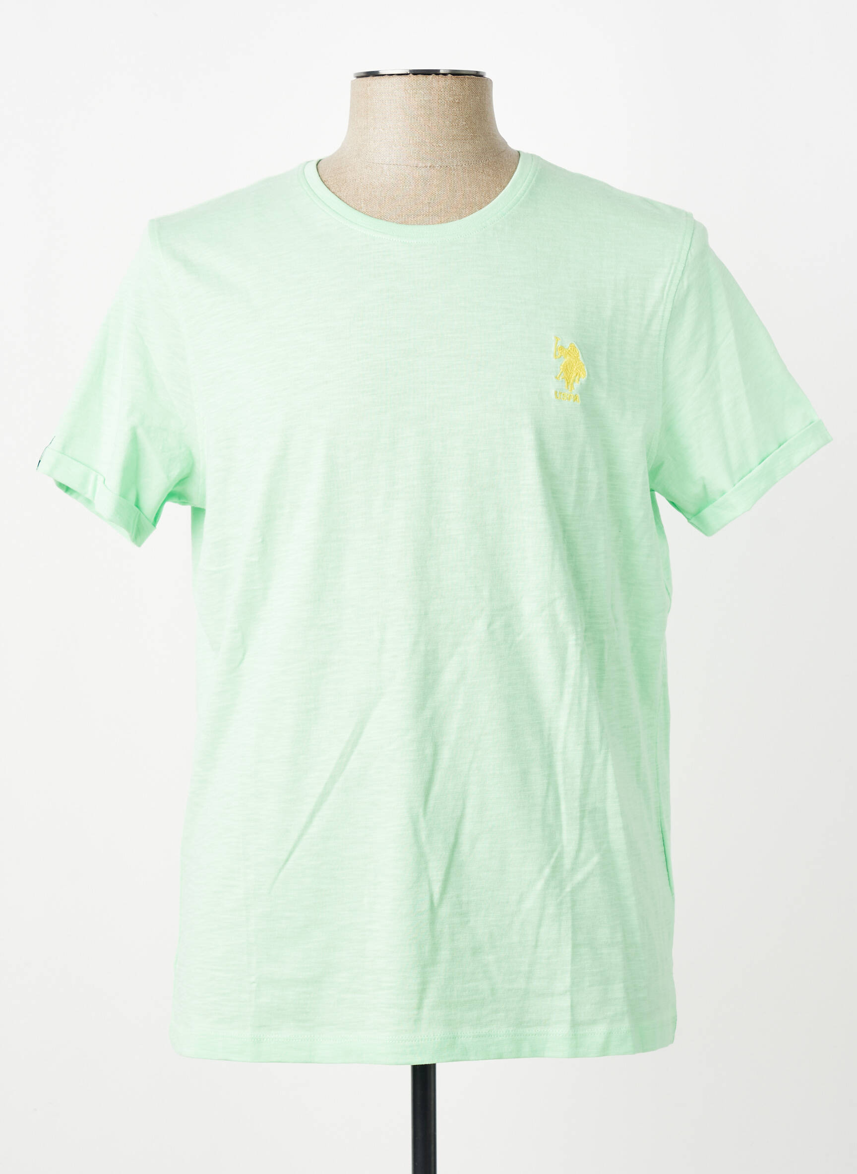 Tricou broderie mâneci scurte verde U.S. POLO ASSN bărbat