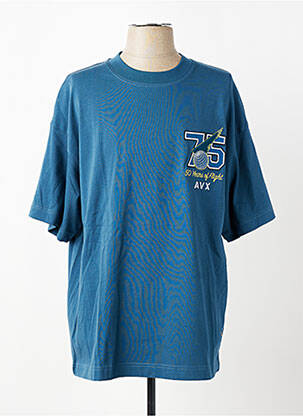 Tricou broderie mâneci scurte albastru AVIREX bărbat