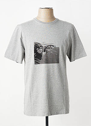 Tricou țesătură melanj mâneci scurte gri TRAMAROSSA bărbat