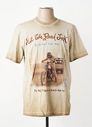 Tricou croială cambrată mâneci scurte maro BOB bărbat