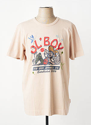 Tricou croială cambrată mâneci scurte bej BOB bărbat