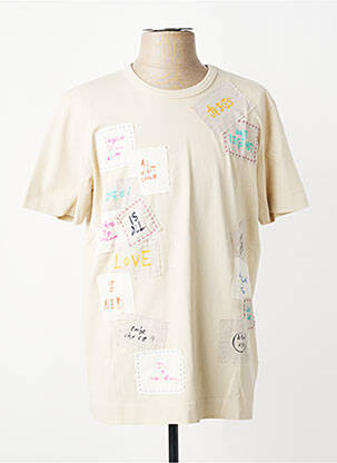 Tricou broderie mâneci scurte bej BOB bărbat