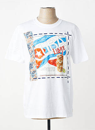 Tricou croială cambrată mâneci scurte alb BOB bărbat